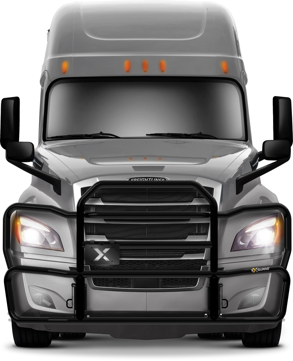 Black Grille Guard for Freightliner Cascadia semi-truck deer guard - Silver Cascadia