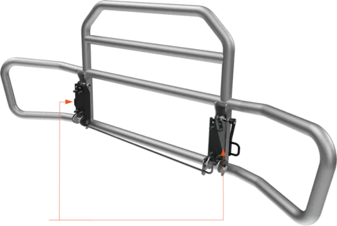 Ex-Guard grille guard with LEVRLock latch locations highlighted