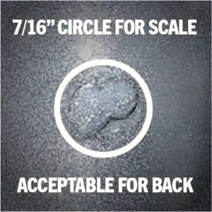 Seven-sixteenths-inch reference circle around an acceptable finish mark