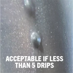 Close-up of an acceptable coating drip on an Ex-Guard