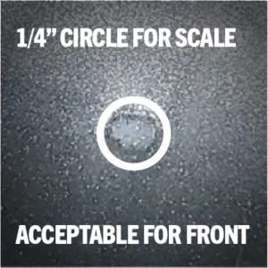 Quarter-inch reference circle around an acceptable finish mark