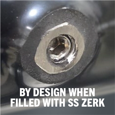 Close-up of the stainless-steel insert at the rear hanging point